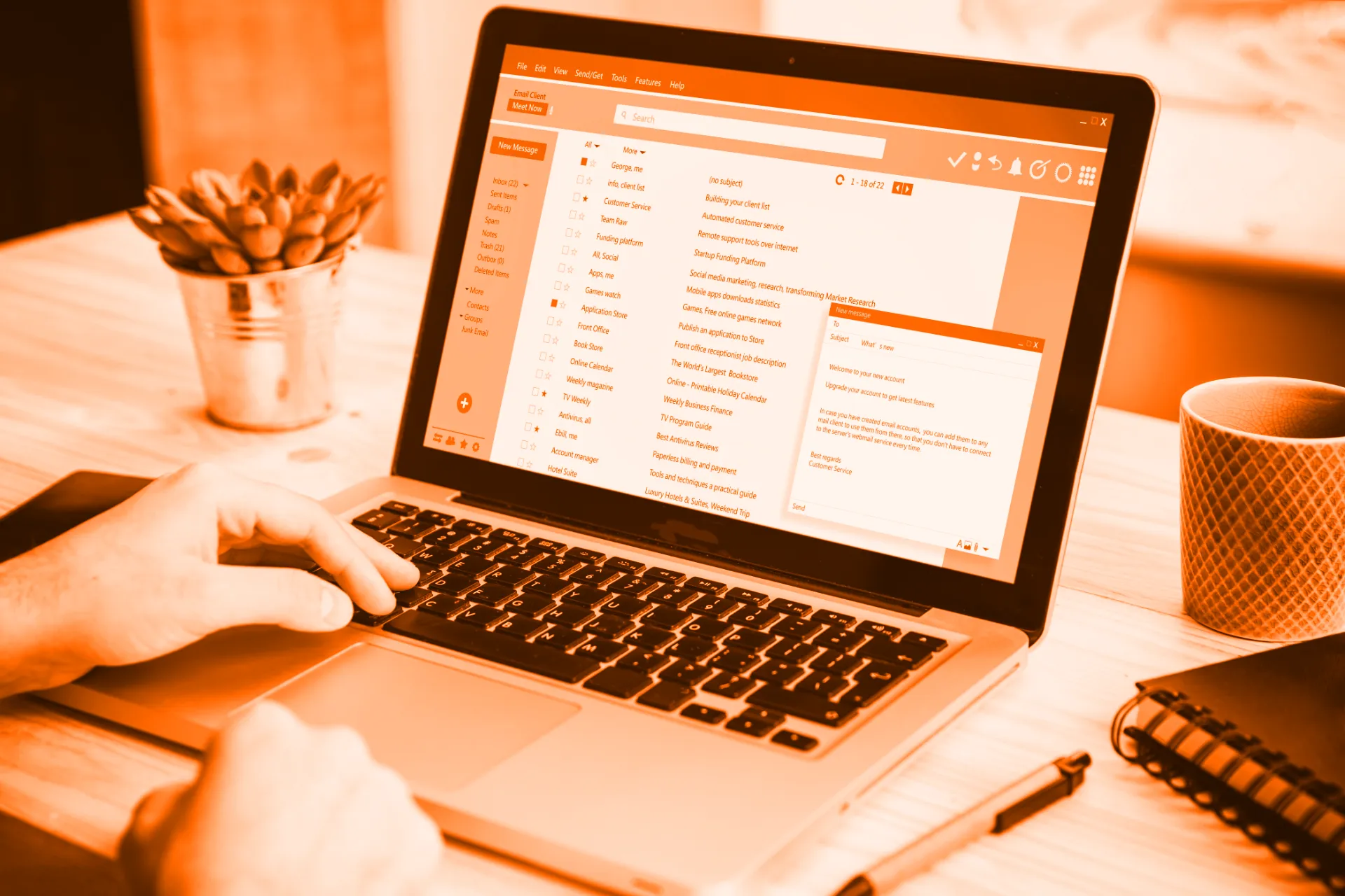 Email inbox showing email marketing received