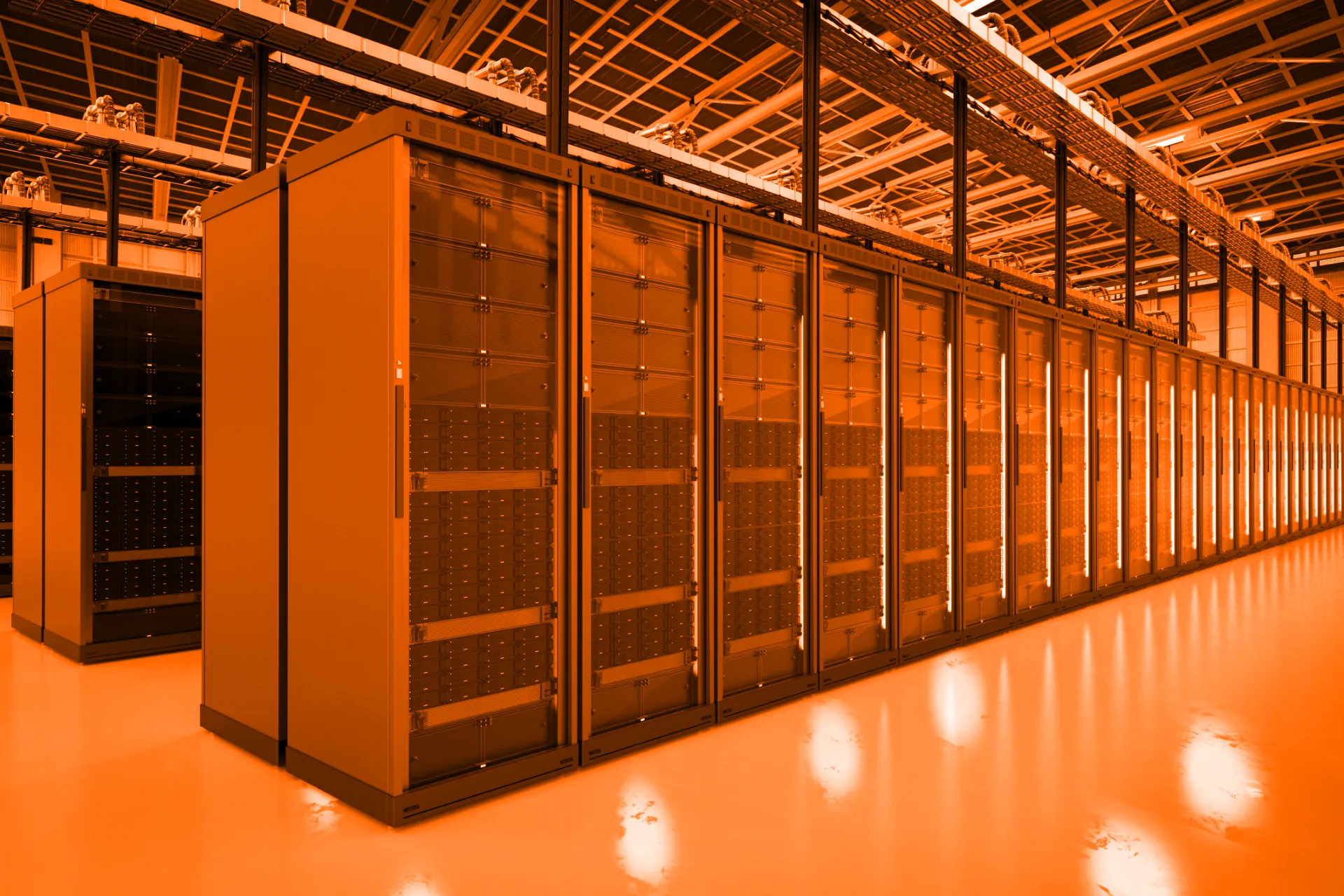 Data centre server room for firewall and CDN services