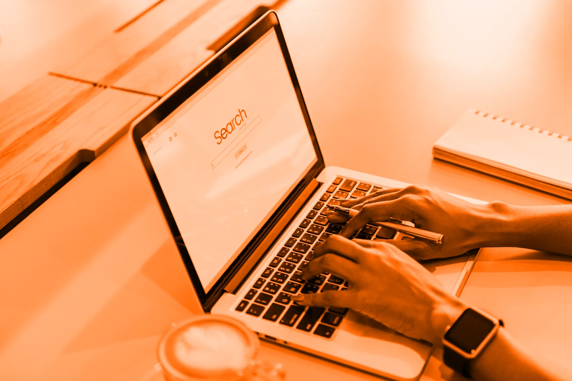 Typing search terms into a search engine