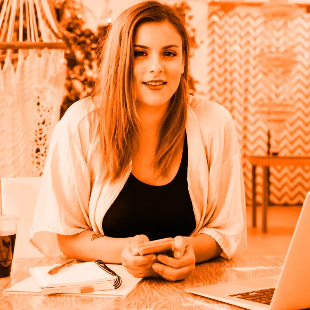 Shop owner working on her online store