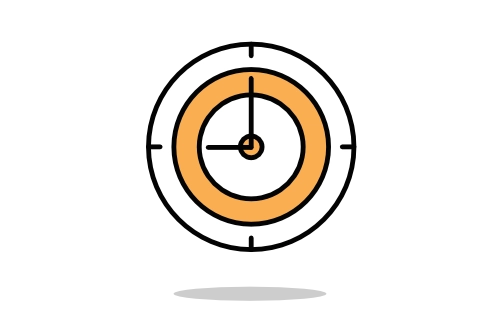 Round clock face with minutes and hours hands.