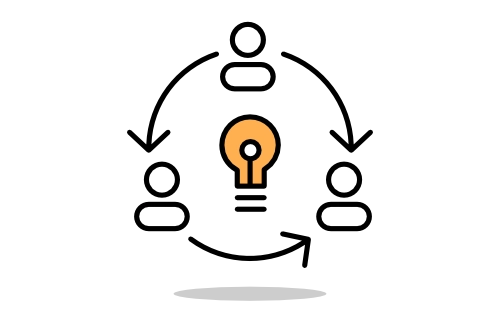 Idea bulb centred with users cycle