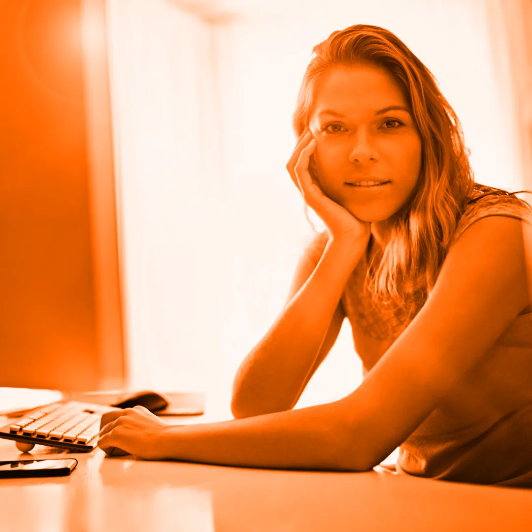 Customer reviewing her newly created website