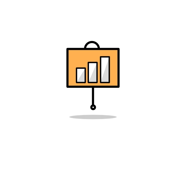 Icon depicting a marketing analytics pull-up chart